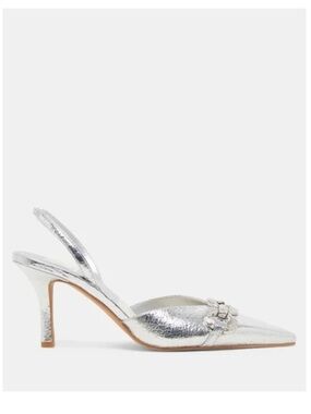 Dolce Vita Silver Metallic Slingback Pointed Toe Heels Size 7